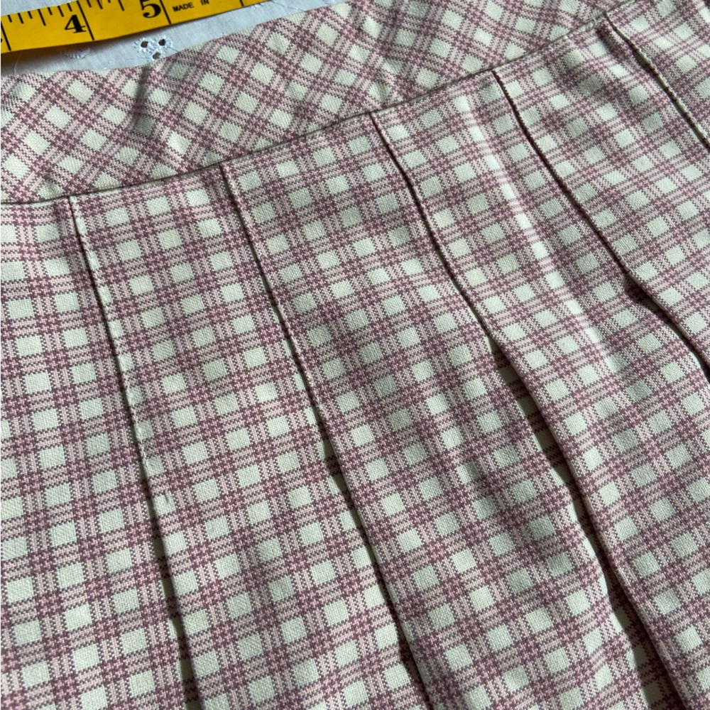 Sunday Best Plaid A-Line Skirt in Pink and Cream